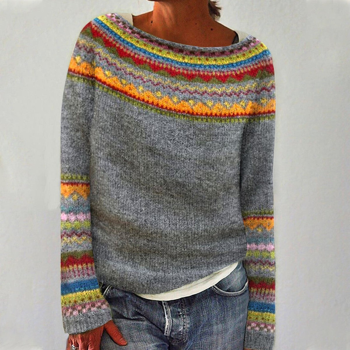 ALEKSANDRA | Wygodny sweter w stylu retro