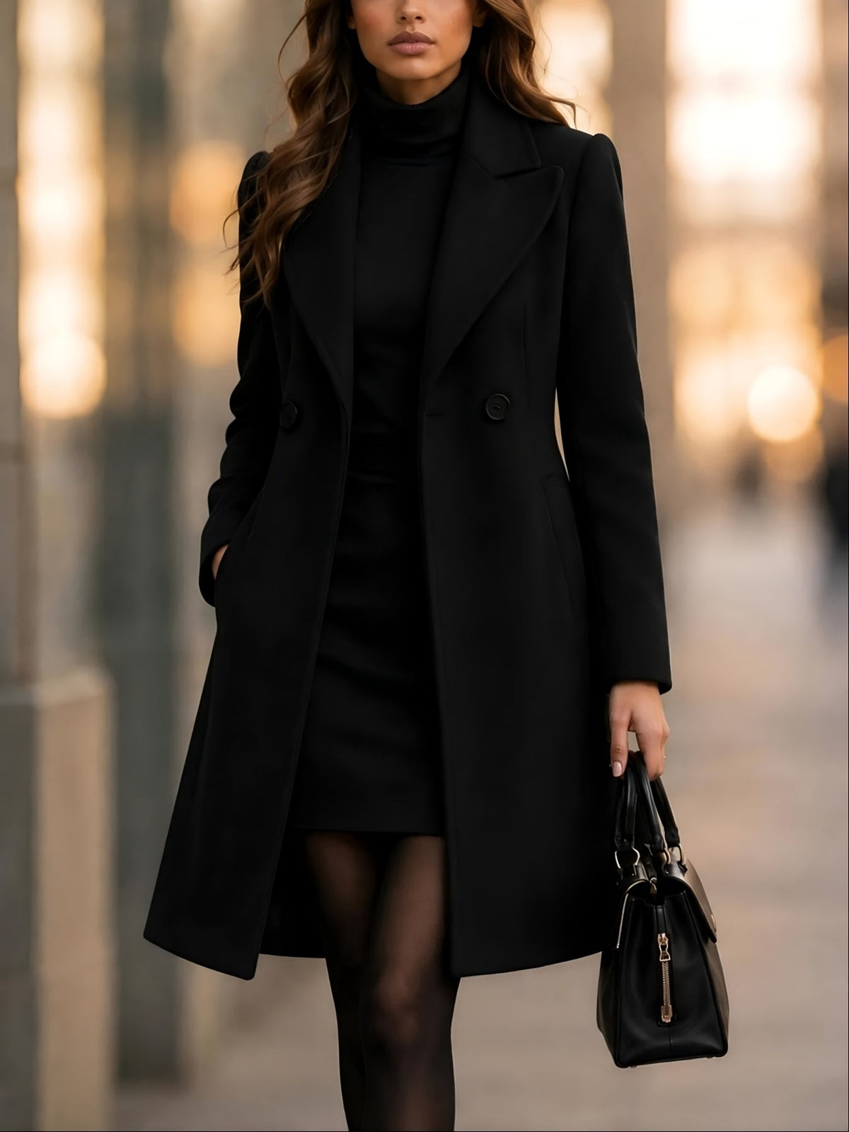 RENATA | Elegancki płaszcz dwurzędowy o dopasowanym kroju