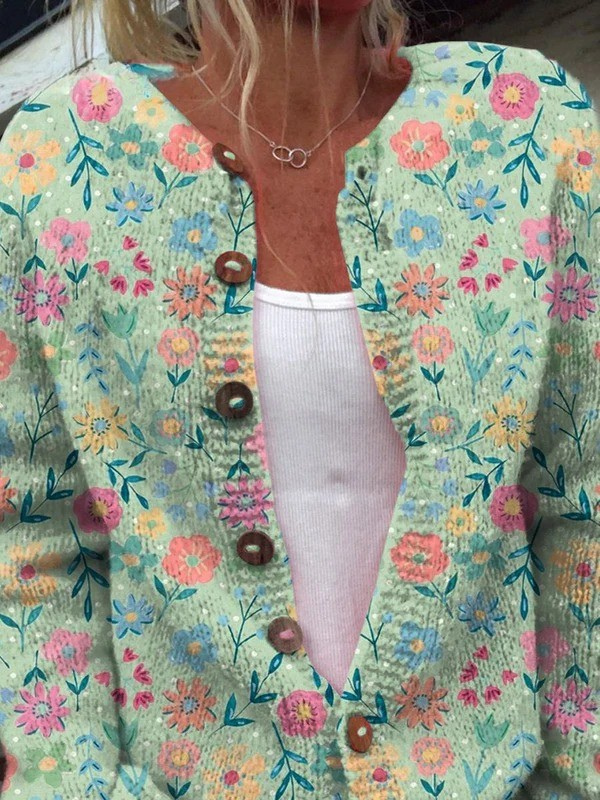 Foxfield™ | Kardigan damski w kwiaty w stylu vintage