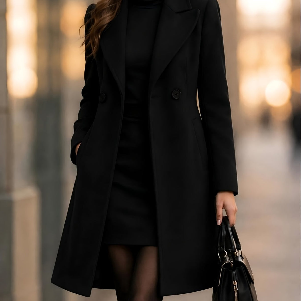 RENATA | Elegancki płaszcz dwurzędowy o dopasowanym kroju