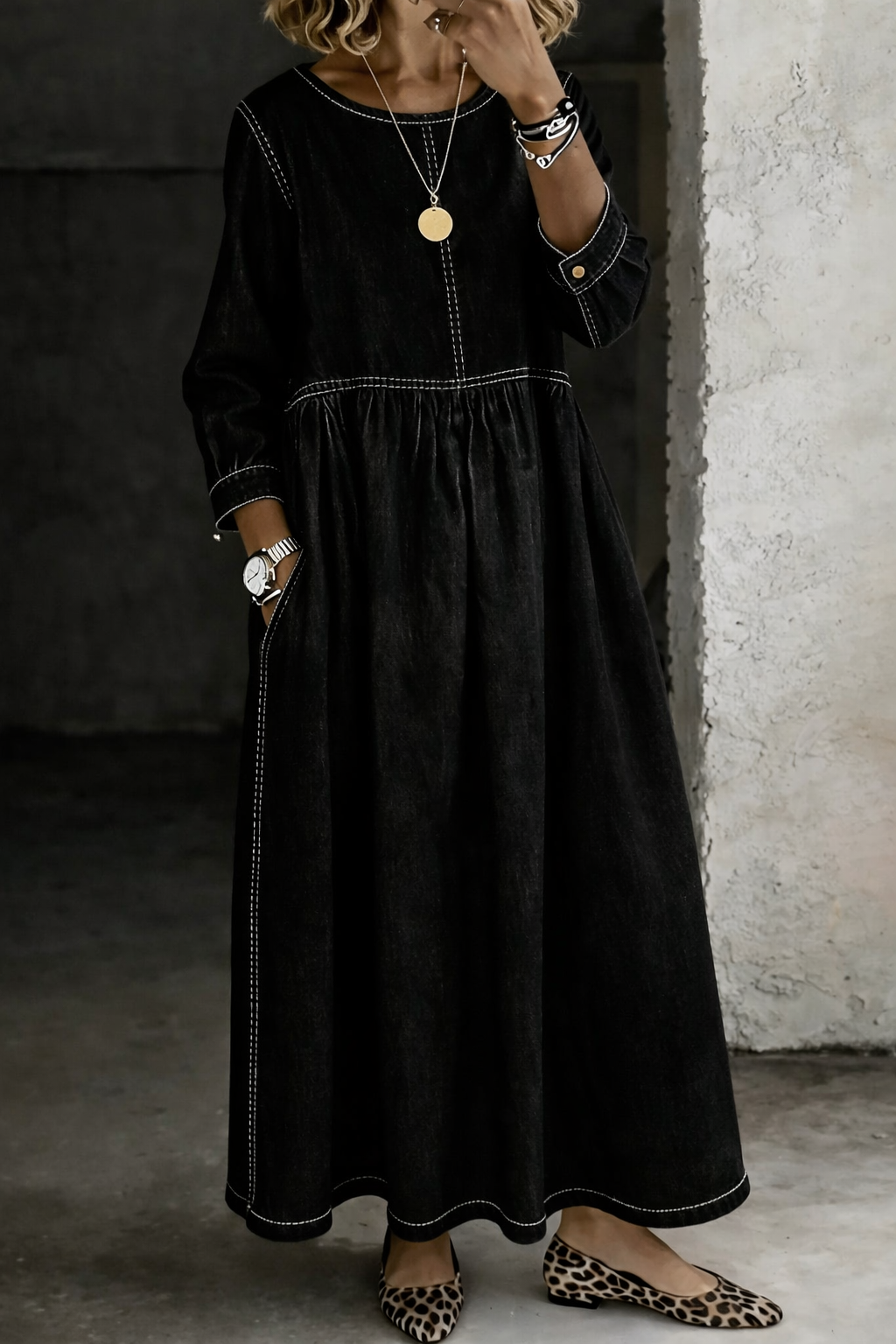 ANNA | Vintage'owa sukienka maxi z denimu