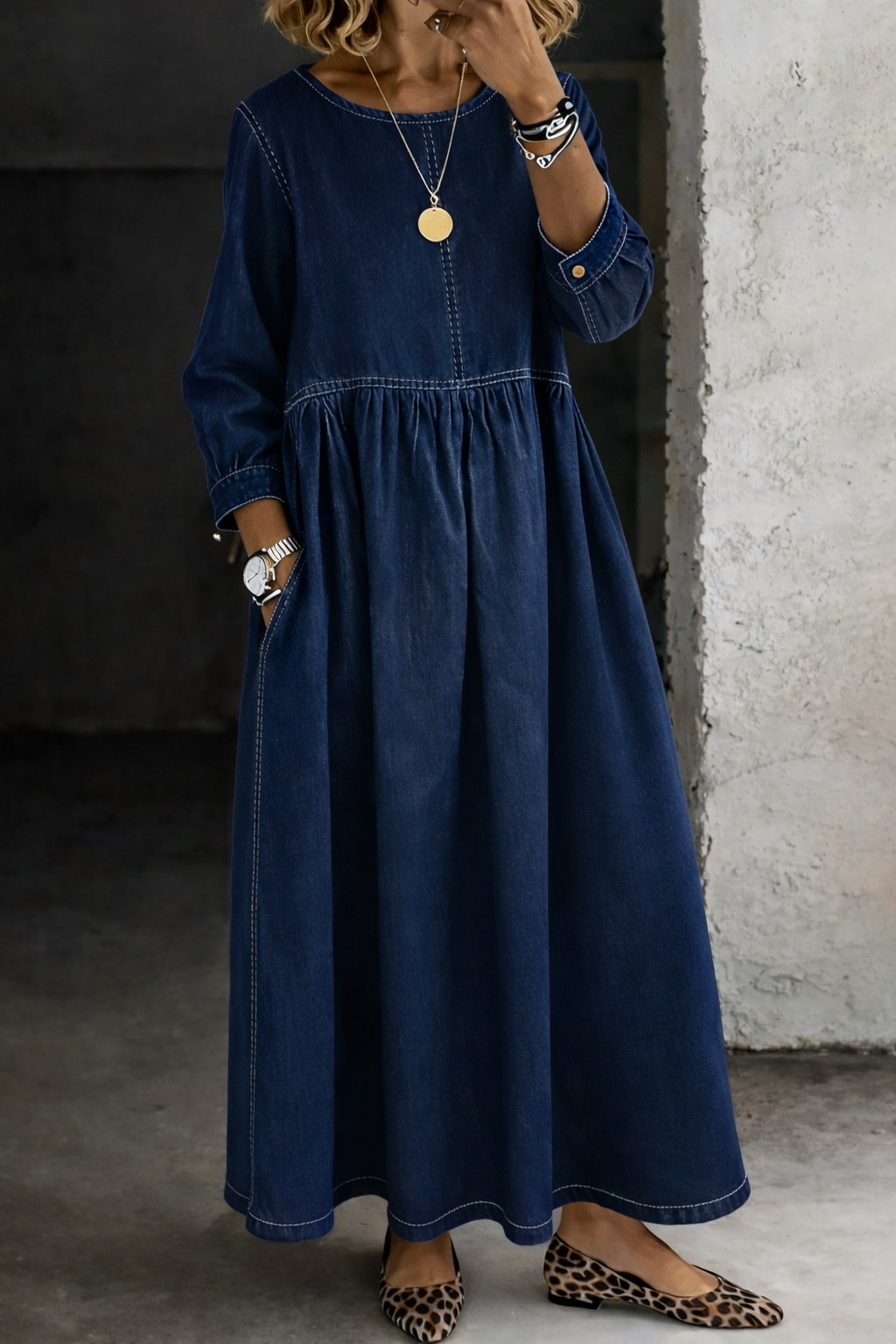 ANNA | Vintage'owa sukienka maxi z denimu