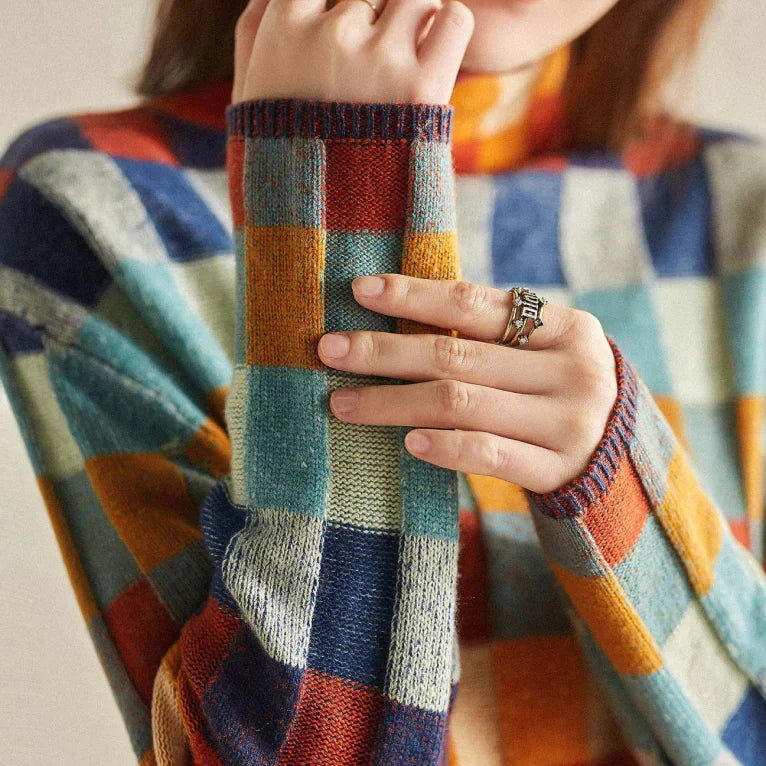 RENATA | Sweter w kolorową kratę